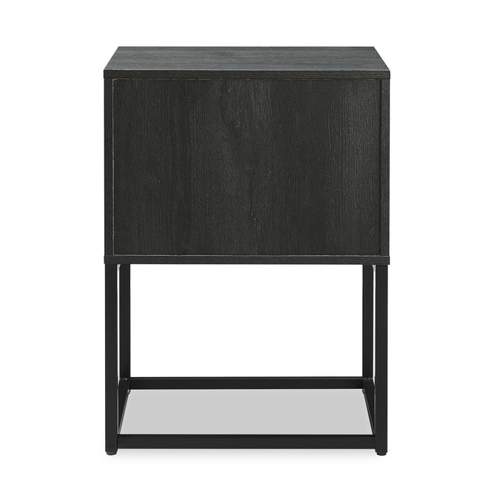 Table de nuit Fynn de 18 po (l) x 25,75 po (H) à 1 tiroir avec tablette de rangement - brune et noire