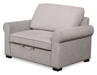 Scott Living Haven 55" Chenille Fabric Sleeper Chair with Wood Legs - Grey | Fauteuil-lit convertible Haven de Scott Living de 55 po en tissu de chenille avec pattes en bois - grise