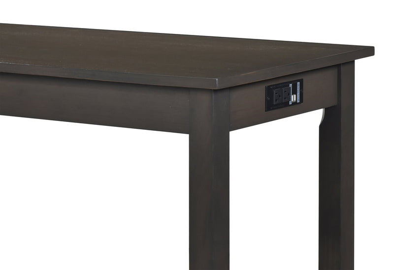 Table de salon moderne Noah de 60 po avec 3 tabourets de hauteur comptoir et ports USB - grise