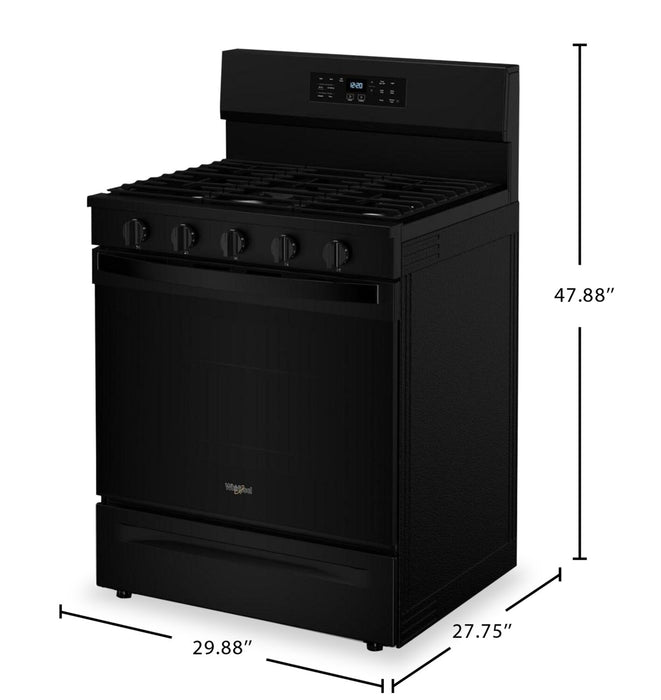 Cuisinière à gaz Whirlpool de 5 pi³ avec friture à air et autonettoyage - noire - WFGS5030RB