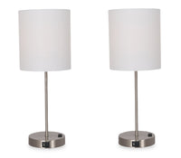 Ensemble 2 lampes de table Chloe de 21 po en métal acier brossé
