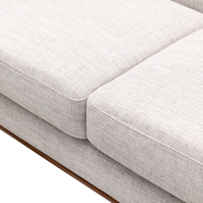 Sofa Freeman de Kort & Co. de 80 po de format condo en tissu d’apparence lin avec base et pattes en bois - blanc colombe