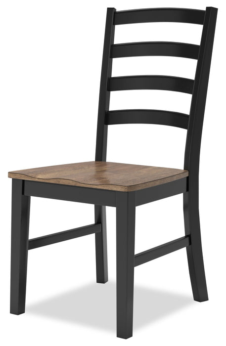 Ensemble de salle à manger Raven 5 pièces avec table à rallonge, 60 po à 78 po (L) et 4 chaises - deux teintes, noir et brun