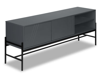 Jae 59" Modern TV Stand with Storage and Cable Management for TVs up to 65"- Grey|Meuble pour téléviseur moderne Jae de 59 po avec rangement et système de gestion des câbles pour téléviseurs jusqu’à 65 po - gris