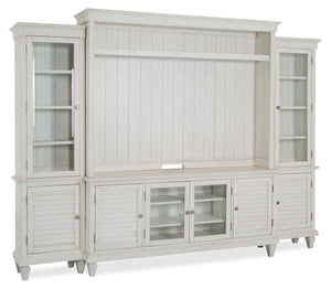 Meuble audio-vidéo rustique Baron 4 pièces de 114 po en pin avec rangement et système de gestion des câbles pour téléviseurs jusqu’à 70 po - albâtre