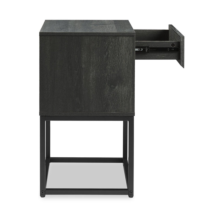Table de nuit Fynn de 18 po (l) x 25,75 po (H) à 1 tiroir avec tablette de rangement - brune et noire
