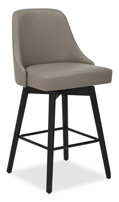 Nash Counter-Height Stool with Swivel Seat & Vegan Leather Fabric, 26.5"H, Wood & Metal - Taupe | Tabouret 26.5 po Nash de hauteur comptoir en tissu de cuir végétalien, bois et en métal avec siège pivotant - taupe