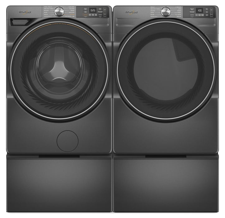 Laveuse intelligente à chargement frontal de 5,2 pi³, sécheuse électrique de 7,4 pi³ de Whirlpool - noir volcan