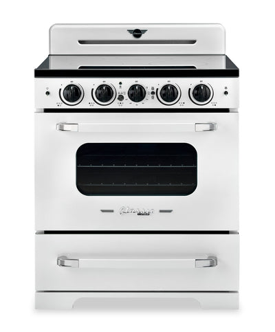 Classic Retro by Unique 30" 3.9 Cu. Ft. Induction Range - Marshmallow White - UNQ-30CR IC W | Cuisinière à induction Classic Rétro par Unique de 30 po et de 3,9 pi3 - blanc guimauve - UNQ-30CR IC W | UNQ30ICW