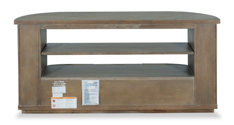 Table de salon moderne ronde Eldon de 60 po en bois massif avec rangement - marsouin