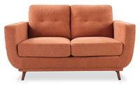 Causeuse Cosmo de 57 po en tissu avec coussins de dossier capitonnés - orangée