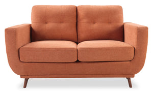 Causeuse Cosmo de 57 po en tissu avec coussins de dossier capitonnés - orangée