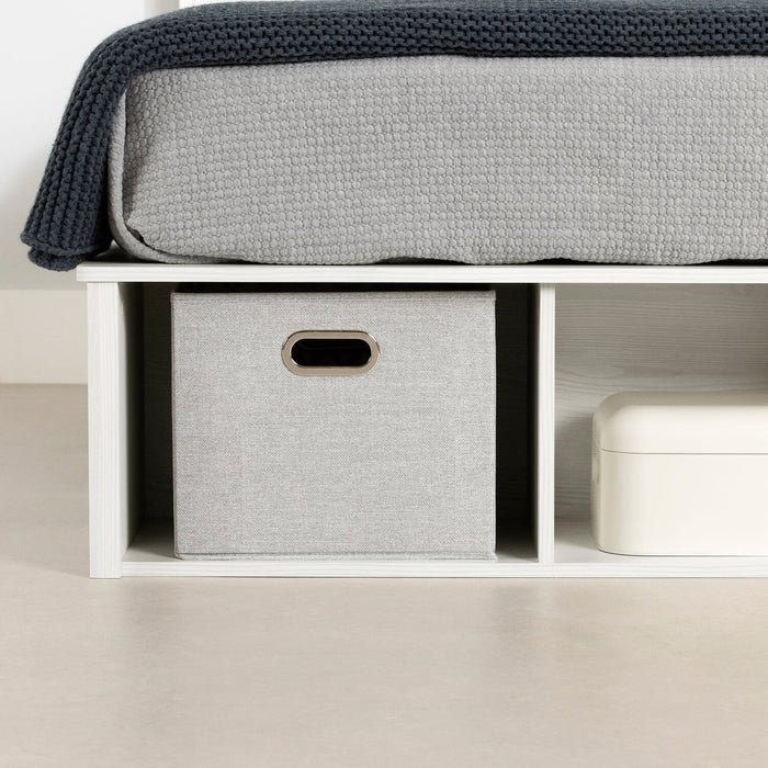 Lit plateforme Everley avec rangement et paniers intégrés, blanc - format lit double