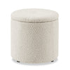 Pouf de rangement rond Ontario de 14,75 po en tissu - blanc