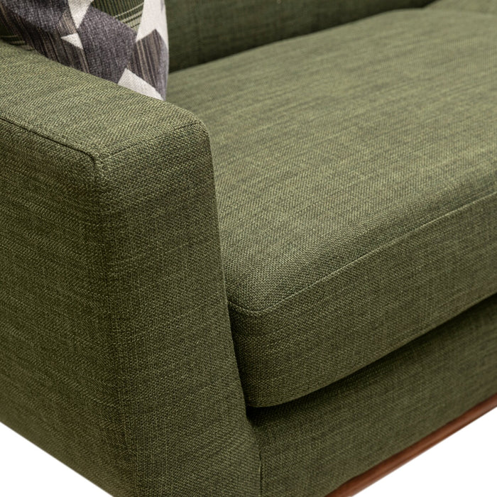 Sofa Freeman de Kort & Co. de 80 po de format condo en tissu d’apparence lin avec base et pattes en bois - vert avocat
