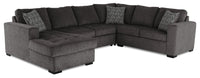 Sofa-lit sectionnel de gauche Legend 4 pièces fabriqué au Canada en tissu de chenille avec fauteuil long de rangement - brun étain