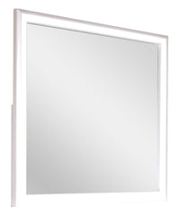 Miroir de commode de chambre à coucher somptueux Halo avec éclairage à DEL - blanc