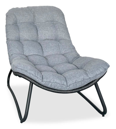 Oslo Outdoor Patio Lounger Chair - Hand-Woven Resin Wicker & Metal, UV & Weather Resistant - Grey | Fauteuil de détente Oslo pour la terrasse à l’extérieur - osier en résine tressé à la main et métal, résistant aux rayons UV et aux intempéries - gris