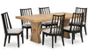 Ensemble de salle à manger Shaw 7 pièces avec table de 78 po (L), base à tréteaux et 6 chaises - naturel