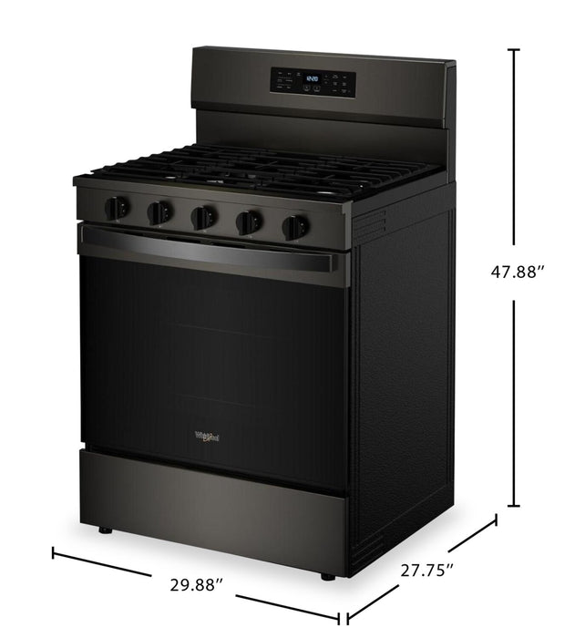 Cuisinière à gaz Whirlpool de 5 pi³ avec friture à air et autonettoyage - acier inoxydable noir - WFGS5030RV