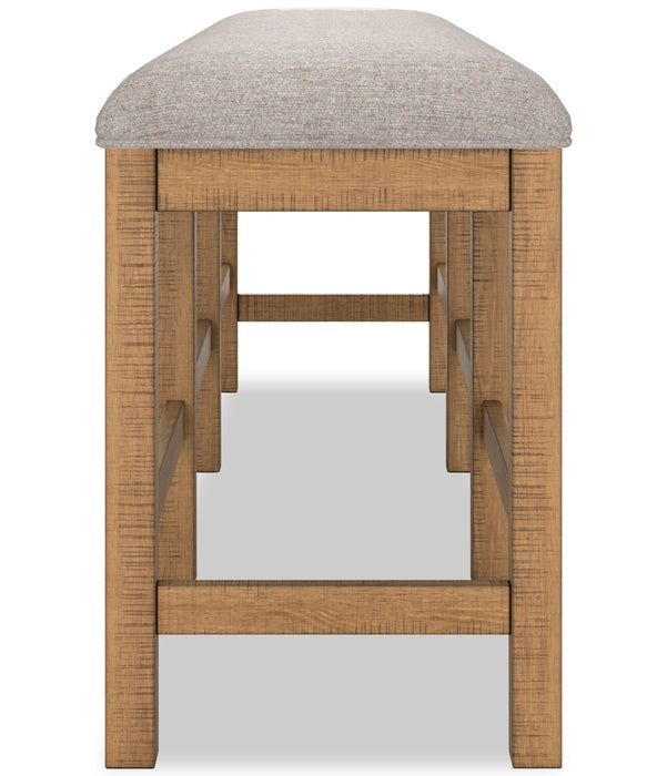 Banc de salle à manger Archer de hauteur comptoir avec siège en tissu, 72 po (L) - brun clair