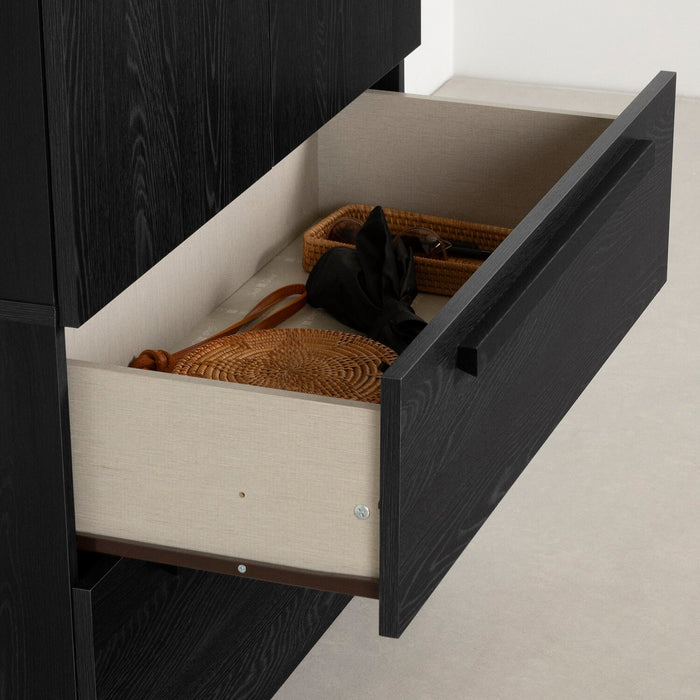 Commode verticale Alex de 33 po (L) x 68,5 po (H) à 2 tiroirs avec armoire de rangement pour la chambre à coucher - noire