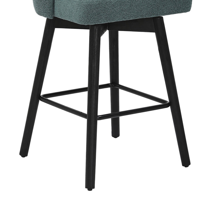Tabouret Nash de hauteur comptoir en tissu de polyester et en métal avec siège pivotant - bleu