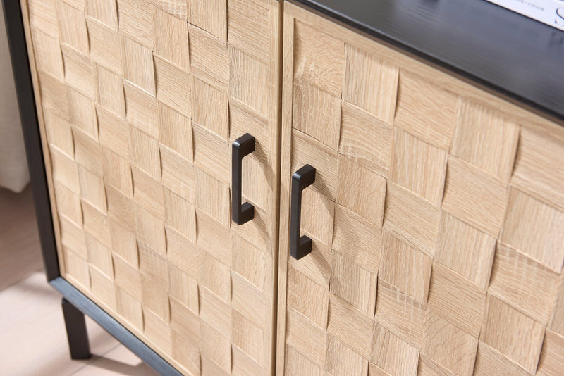 Armoire décorative Alenna de 36 po à 2 portes - noire avec portes blanc vieilli