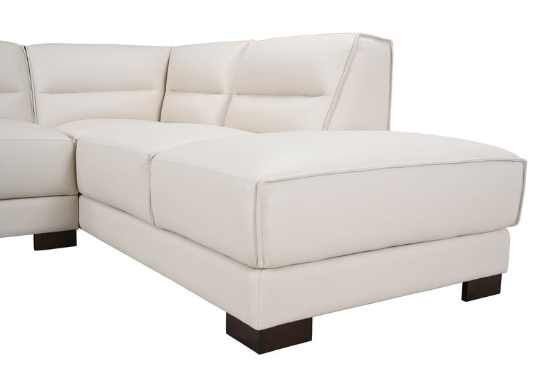 Sofa sectionnel de droite Citadel 3 pièces en cuir véritable de qualité supérieure avec pattes en bois - blanc givré