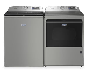 Laveuse intelligente à chargement par le haut de 6,0 pi³ et sécheuse électrique de 7,4 pi³ Animal Pet Pro de Maytag - argenté radieux