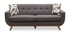 Sofa Freeman de Kort & Co. de 80 po de format condo en tissu d’apparence lin avec base et pattes en bois - gris anthracite