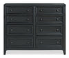 Commode Casa de 54 po (l) x 44 po (H) à 8 tiroirs en bois pour la chambre à coucher - noire