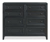 Commode Casa de 54 po (l) x 44 po (H) à 8 tiroirs en bois pour la chambre à coucher - noire