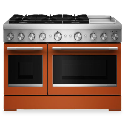 KitchenAid 6.3 Cu. Ft. 6 Burner Dual Fuel Range with Griddle – Scorched Orange - KFDD948SSC | Cuisinière hybride KitchenAid de 6,3 pi³ à 6 brûleurs avec plaque chauffante - orange brûlée - KFDD948SSC