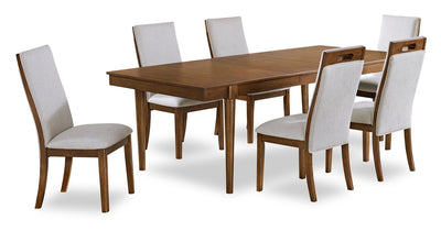 Ember 7pc Dining Set with Table & 6 Chairs, 74-92"W - Grey & Brown | Ensemble de salle à manger Ember 7 pièces avec table de 74 po à 92 po (L) et 6 chaises - gris et brun