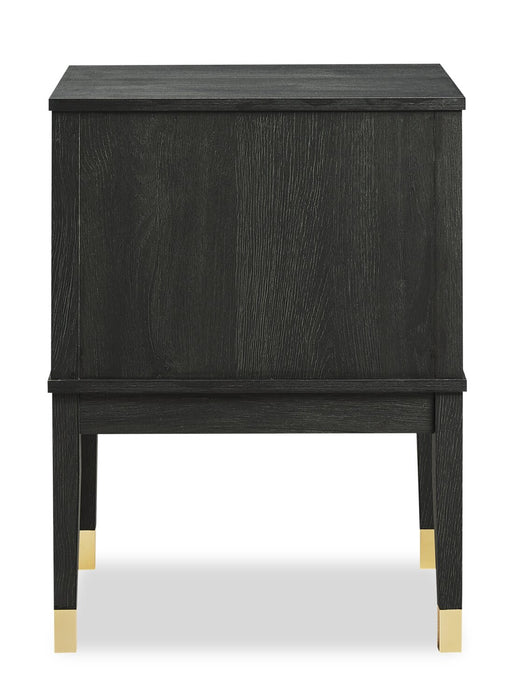 Table de nuit Alia de 18 po (l) x 25,75 po (H) à 2 tiroirs avec touche dorée - noire