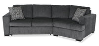 Sofa-lit sectionnel enveloppant de droite Legend 2 pièces fabriqué au Canada en tissu de chenille - gris poivre
