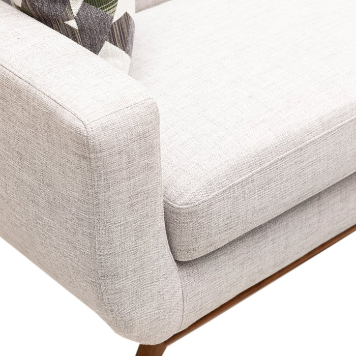 Sofa Freeman de Kort & Co. de 80 po de format condo en tissu d’apparence lin avec base et pattes en bois - blanc colombe