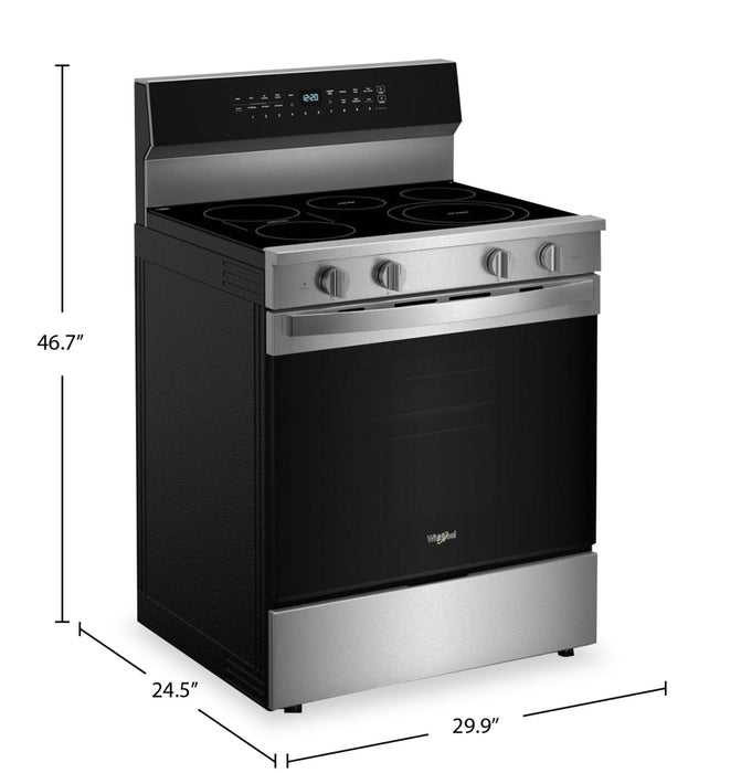 Cuisinière électrique Whirlpool de 5,3 pi3 et de 30 po avec friture à air sans préchauffage - acier inoxydable résistant aux traces de doigts - YWFES7030SZ