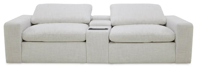 Sky Modular 3-Piece Fabric Power Reclining Sectional with Console and Feather Down Cushions - Nathan Wheat | Sofa sectionnel à inclinaison électrique modulaire Sky 3 pièces en tissu avec console et coussins en duvet et plumes - blé Nathan
