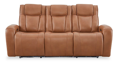 Shaquille O’Neal Home Titan 92" Genuine Leather Power Reclining Sofa with Shaq-o-pedic Comfort – Earth | Sofa à inclinaison électrique Titan de Shaquille O’Neal Home de 92 po en cuir véritable avec confort Shaq-o-pedic - terre