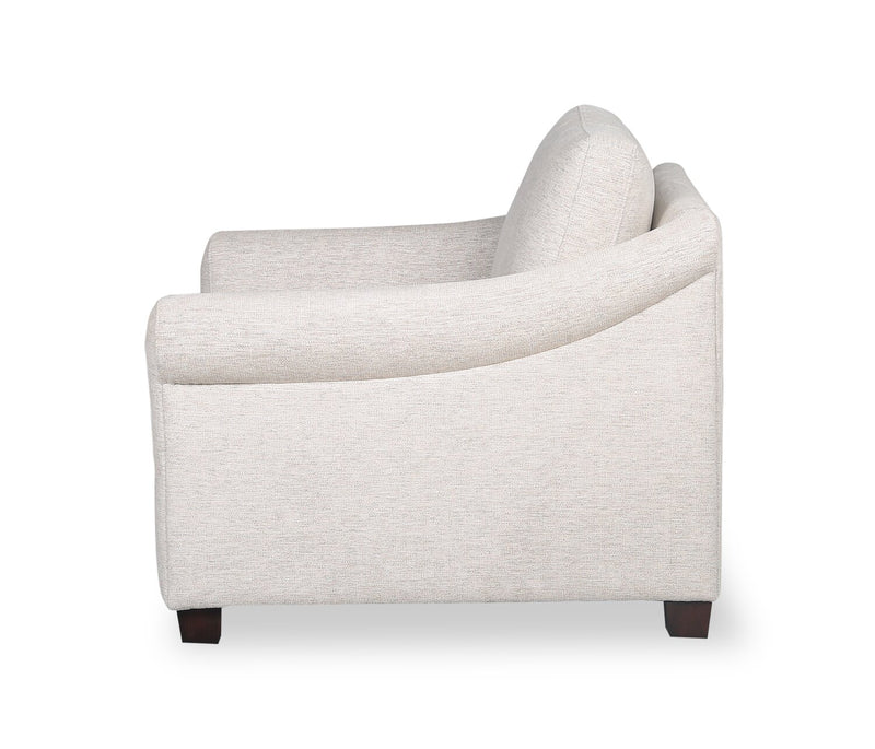 Fauteuil Mallie de 36 po en tissu de chenille avec accoudoirs enroulés et pattes en bois - blanc coquillage