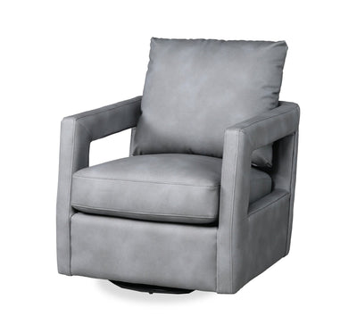 Ever 28" Swivel Leather-Like Fabric Accent Chair – Grey | Fauteuil d’appoint pivotant Ever de 28 po en tissu d’apparence cuir - gris
