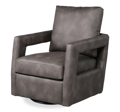 Ever 28" Swivel Leather-Like Fabric Accent Chair – Dark Brown | Fauteuil d’appoint pivotant Ever de 28 po en tissu d’apparence cuir - brun foncé