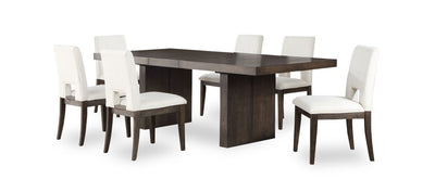Zelda 7pc Dining Set with Table & 6 Chairs, 78-96"W - White & Espresso Brown | Ensemble de salle à manger Zelda 7 pièces avec table de 78 po à 96 po (L) et 6 chaises - blanc et brun espresso