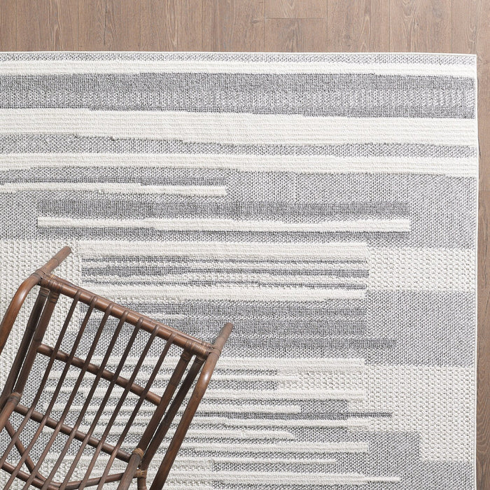 Carpette Rhodes grise à motif à carreaux - 7 pi 11 po x 10 pi 10 po