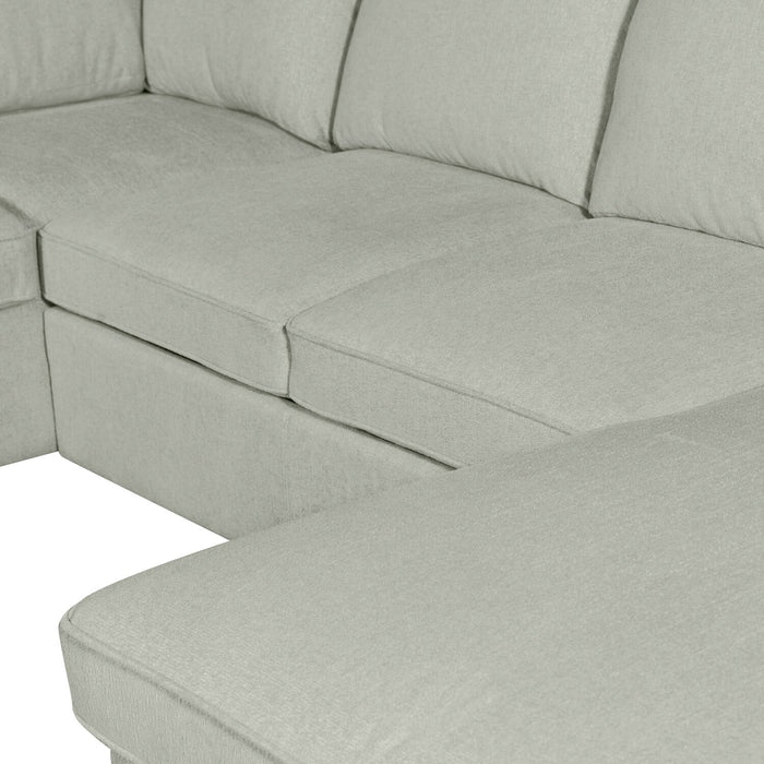 Sofa-lit sectionnel de droite Haven de Scott Living 4 pièces en tissu de chenille avec fauteuil long de rangement - bleu écume de mer