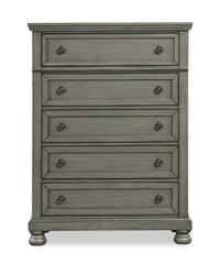 Commode verticale de chambre à coucher Chelsea de 38 po (L) x 52 po (H) à 5 tiroirs - grise