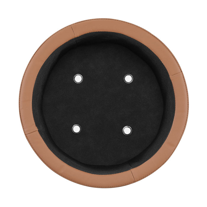 Pouf de rangement rond Manitoba de 18 po - similicuir brun