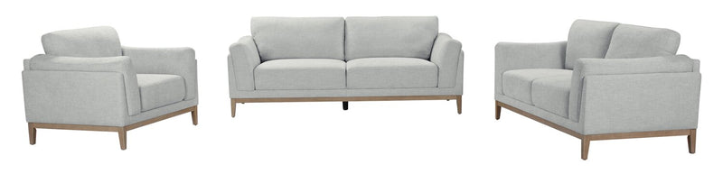 Sofa Valley de 83,5 po en tissu avec base et pattes en hévéa - gris